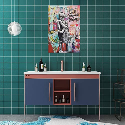 Banksy Wall Art Street Graffiti Canvas Wall Decor Pop Street Art Pictures Painting Print Framed Contemporary Artwork For Bathroom Bedroom Living Room 16"X24" #TOP3