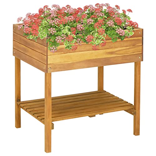 Xichuzi Jardinera elevada, Huerto Urbano Terraza, Huerto En Casa, Tierra Huerto Urbano, Huerto Vertical, Mesa De Cultivo, de Madera Maciza de Acacia 78,5x58,5x78,5 cm
