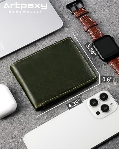 Image of Artpaxy Mens Wallet Bifold Genuine Leather RFID Blocking Wallet for Men with 1 ID Windows 13 Card Holders 2 cash pockets 1 Gift Box