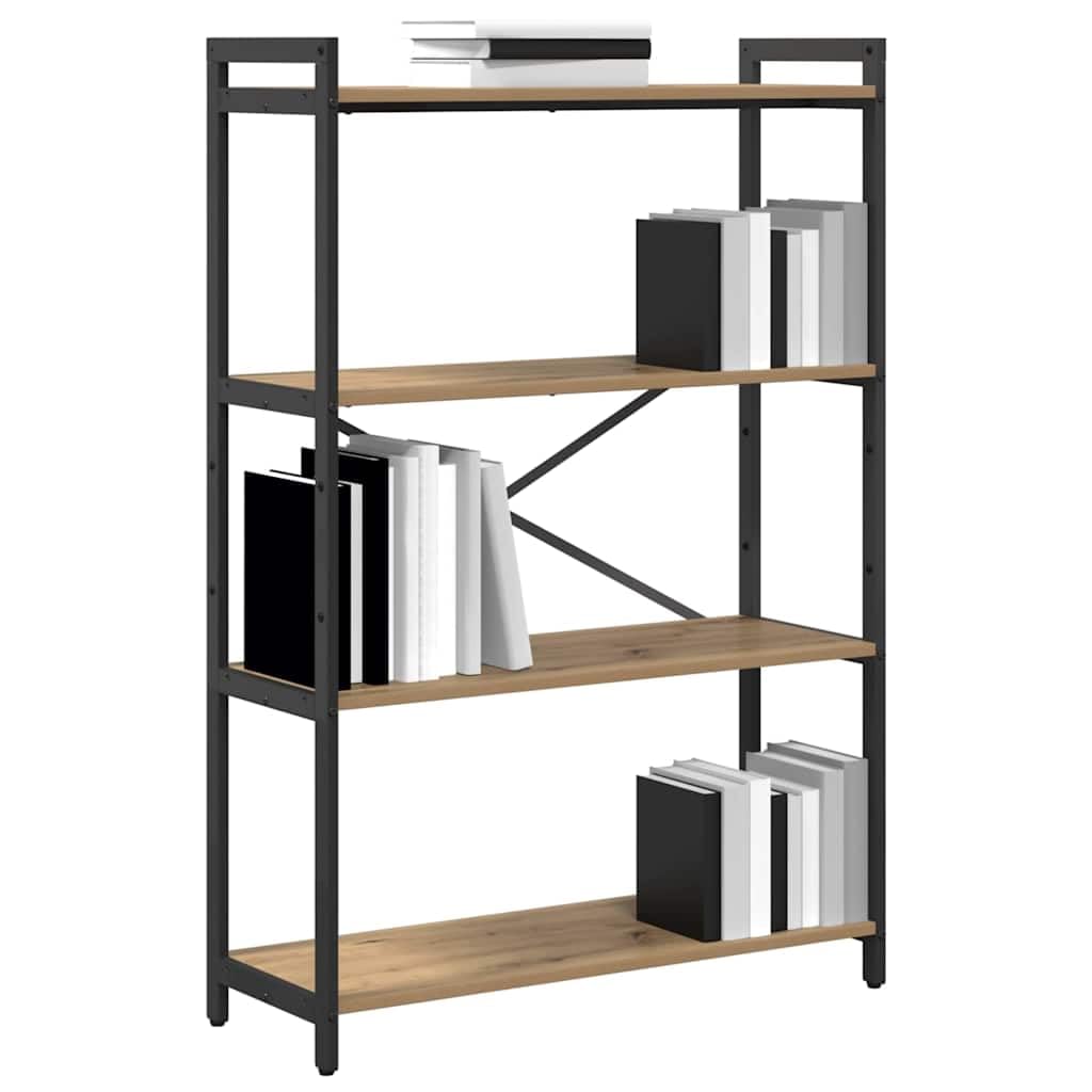 vidaXL Bücherregal Artisan – Eichenoptik, 80 × 30 × 118 cm, Holzwerkstoff mit Stahlelementen