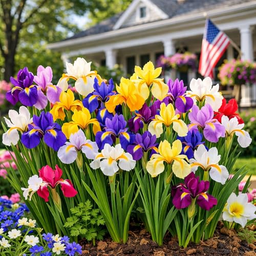 Dutch Iris Bulb Collection Premium Mixed Blooms in Blue White & Yellow | Late Spring Hardy Perennial Flowers for Beds Borders & Containers Attracts Pollinators Zones 38 - (45 Bulbs)