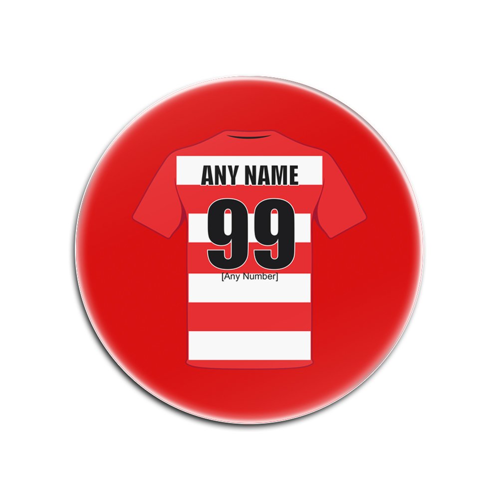 UNIGIFT Personalised Gift - Doncaster Rovers Round Gloss Hardboard Coaster (Football Club Design Theme, Colour Options) - Any Name/Message on Your Unique Mat Pad - The Rovers Vikings Donny