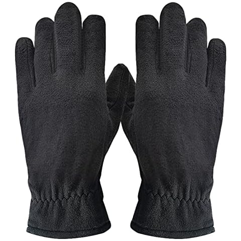 Winter Thermal Gloves Womens Touch Screen Double Layer Wool Warm Knit Gloves Cuff Elastic Soft Windproof Gloves for Skiing Cycling Hiking Driving Outdoor Sports Black Dual Layer Cover