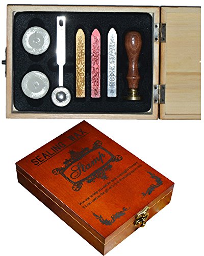 XICHENWood Gift Box Stamp Seal Sealing Wax Vintage Classical Old-Fashioned Antique Alphabet Initial Letter Set Brass Color Creative Mysterious Stamp Maker Kit A-Z (D)