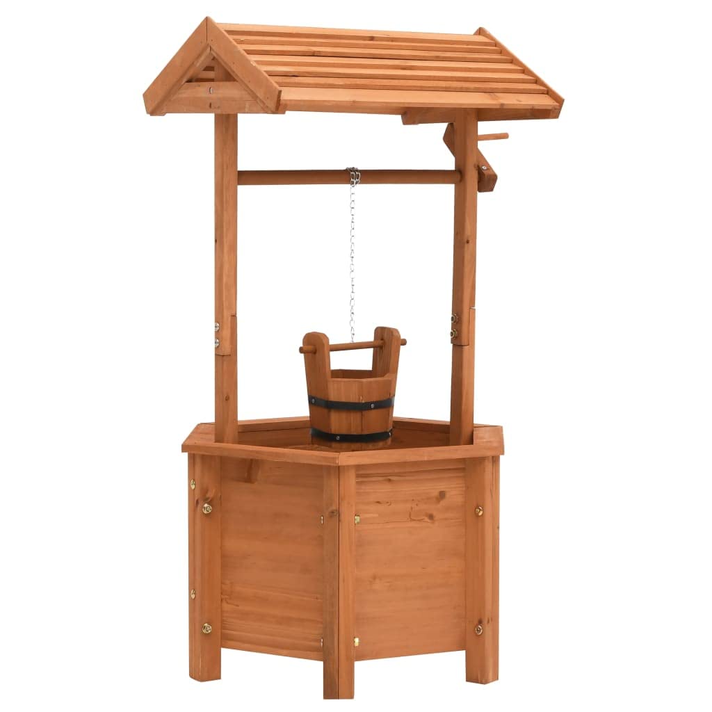 vidaXL Jardinière à Puits à Souhait de Jardin Plantes Fleurs Pelouse Décoration de Jardin Arrière-Cour Extérieur 40x40x84cm Bois de Sapin