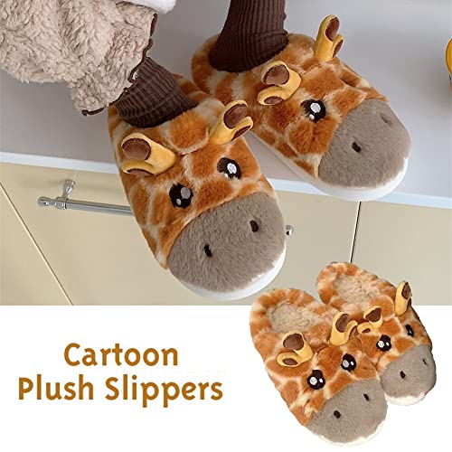 Giraffe Shaped Plush Slippers for Women & Kids - Cute 3D Giraffe Design - Christmas & Halloween Slippers (5-6, Style C)2