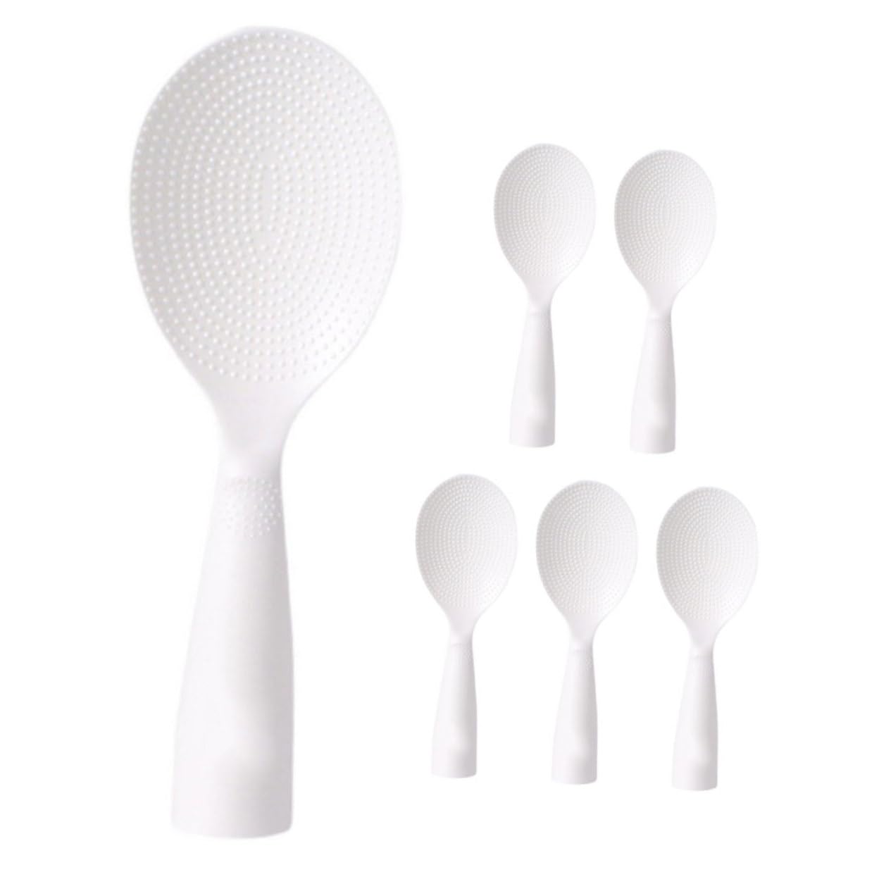 BRIGHTFUFU 6pcs Convenient Rice Spoon Safe Rice Scooper Plastic White Kitchen Rice Spoon Rice Scooper