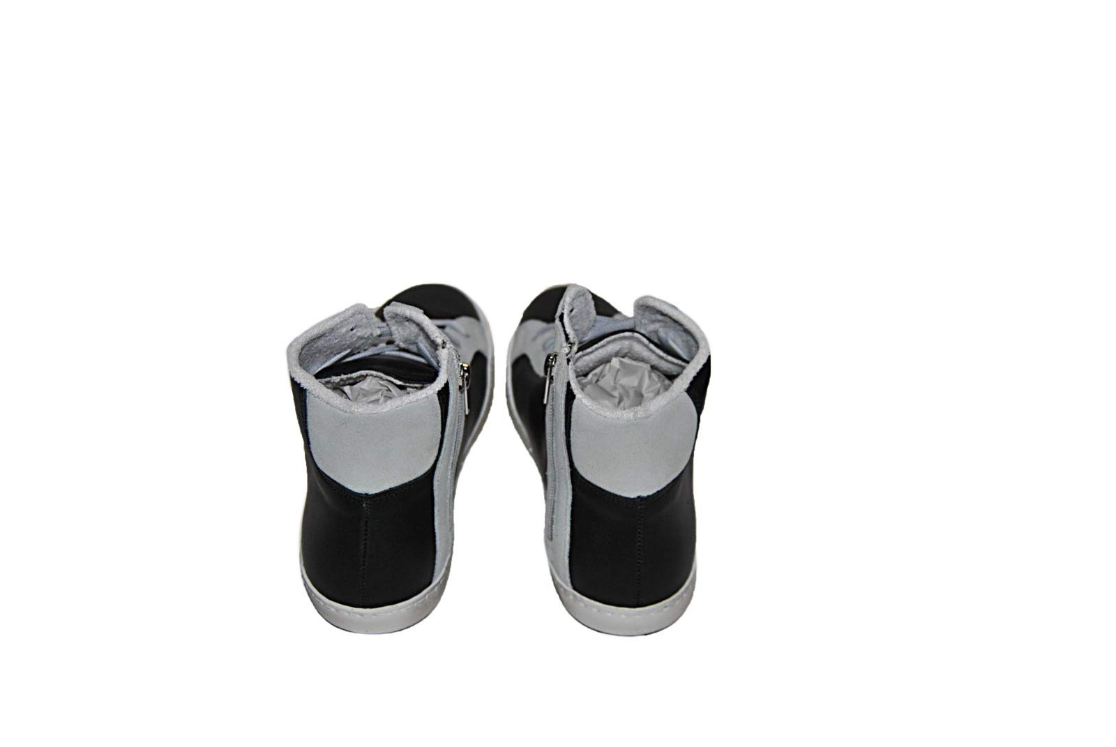 Scarpe Sneakers Alte Uomo Nero Pelle Ghiaccio Stella Cerniera Camoscio Via Condo