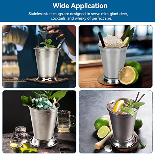 2pcs Stainless Steel Mint Julep Cup, 400ml Antirust Drinking Cup Silver Cups Cocktail Glasses Moscow Mule Mug for Home Party Bar