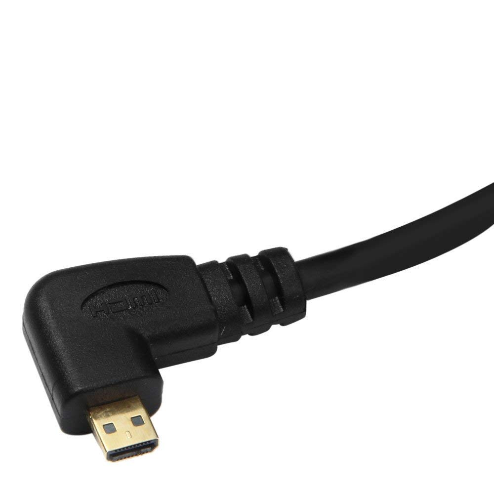 Cablecc Cavo HDTV da micro HDMI a HDMI maschio ad angolo retto da 90 gradi da 50 cm per telefono cellulare e tablet