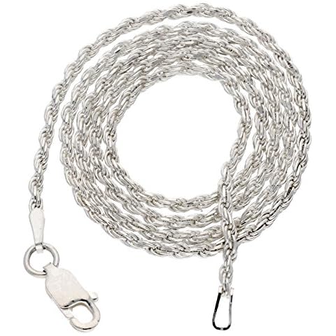 2mm Sterling Silver 32" Diamond-Cut Rope Chain Necklace(Lengths 14",16",18",20",22",24",26",28",30",32",34",36") Cover