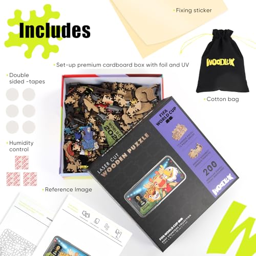 Image of FIFA World Cup 2026 Mascots Wooden Puzzles - 5MM Thick Officially Licensed Poster Puzzles - Premium World Cup 2026 Merchandise, Gift for Football Fan, Jigsaw Puzzle for Adult (Selfie, 200Pcs) | Wooden Jigsaw Puzzle
