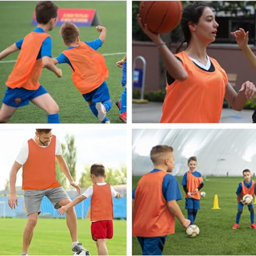 Image of 6 Pack Pinnies Team Practice Vests for Child Youth Teen Adult, Mesh Scrimmage Jersey for Soccer Football Basketball