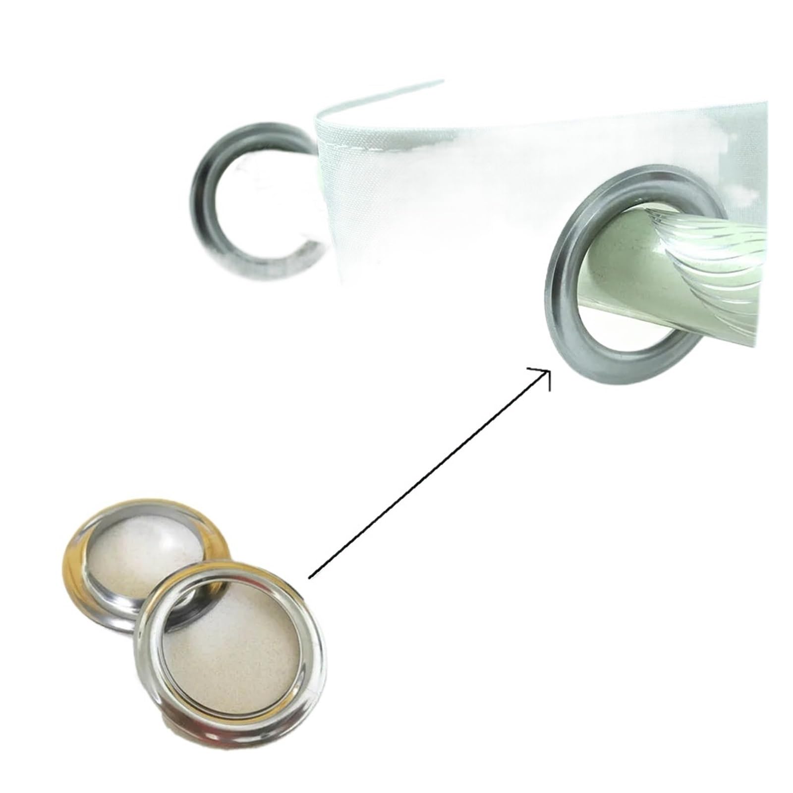 Vorhangösen, 60 Stück, Ringe für Vorhänge, DIY-Vorhangösen, Zubehör, Ösen, Dekoration, Installation durch Stanzmaschine, Weiß