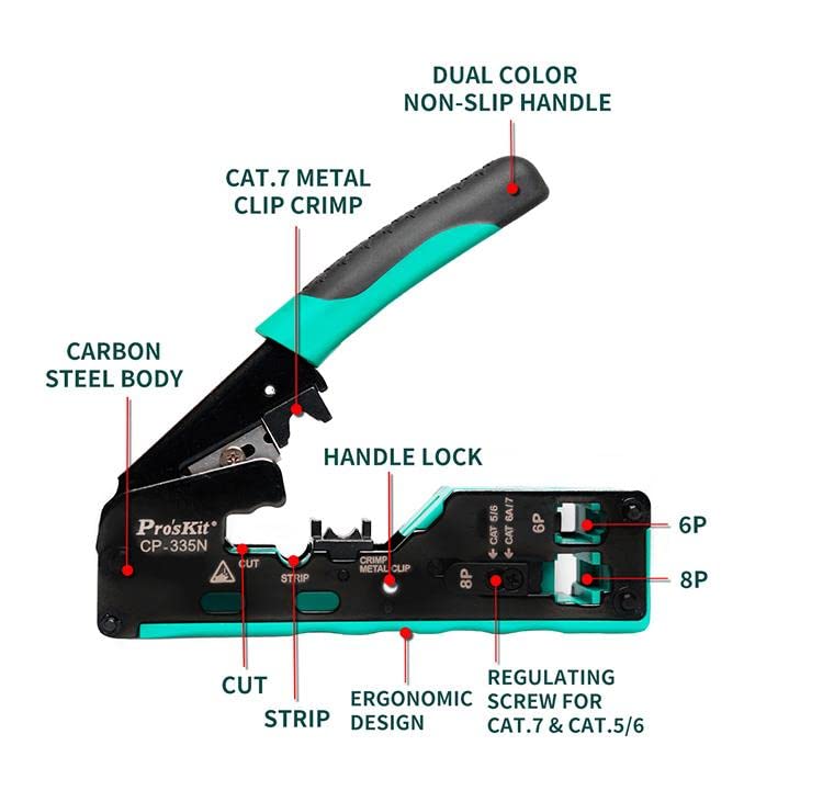 Labeled components of the Pro'sKit CP-335N crimping tool