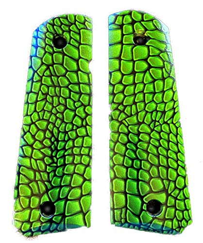 1911 Full Size Grips Compatible Replacement for Springfield Colt Rock Island Gov Custom UV Printed HD Image Green Dragon - Premium Gun Grips