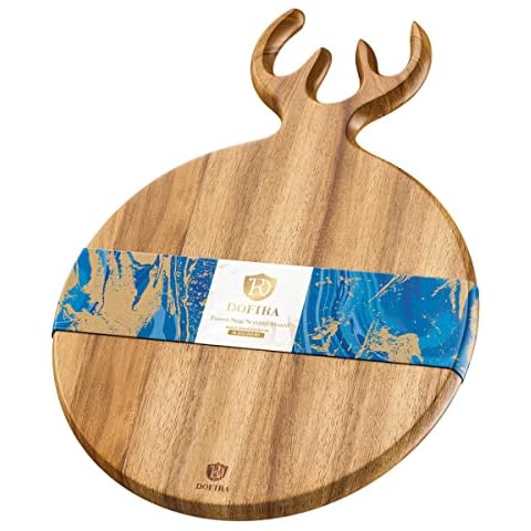 Tabla de cortar redonda Dofira Forest Stag con asa de asta Cover