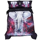 Wowelife Elephant Twin Comforter Sets 5 Piece Colorful Paint Black Background Bed Set for...