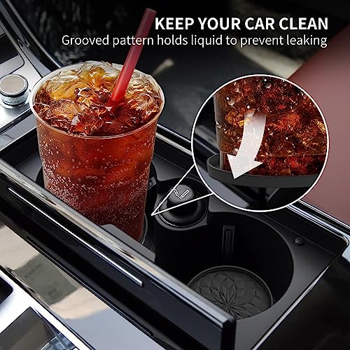 Image of ME.FAN Car Coasters for Cup Holders [4 Pack] - 2.75In Silicone Auto Mug Mats - Universal Non-Slip Recessed Car Interior AccessoriesBlack