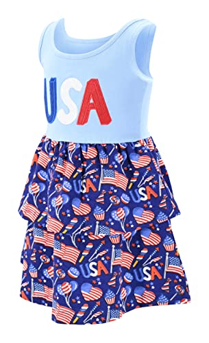 Unique Baby Flag Print Girls 4th of July Outfits for Girls Patriotic Dresses2