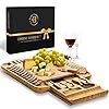 Bamboo Cheese Board Set: Large Charcuterie Boards Including 4 Stainless Steel Cheese Knife & Serving Tray – Mother’s Day Gift, Wedding Gifts, Housewarming Gift Idea, Birthday Gifts for Women