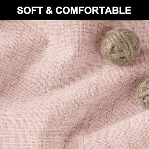 Image of 100% Blackout Shield Linen Blackout Curtains 108 Inches Long 2 Panels Set, Black Out Curtains for Bedroom, Thermal Insulated Rod Pocket Window Drapes Living Room, 50W X 108L, Blush Pink
