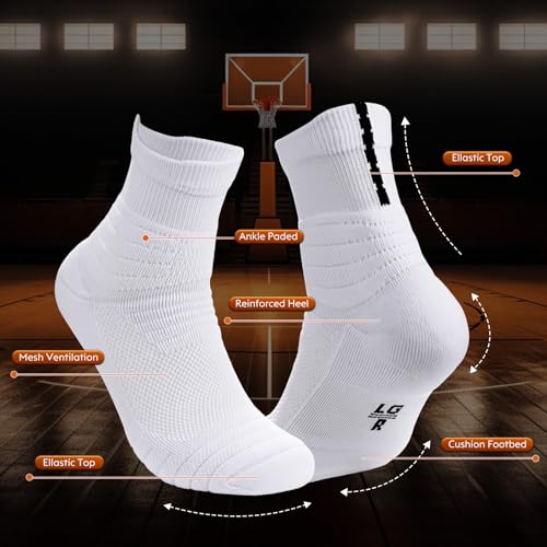 Basketball Socks for Men & Boys, Cushioned Athletic Sports Crew Socks for Youth Adult4