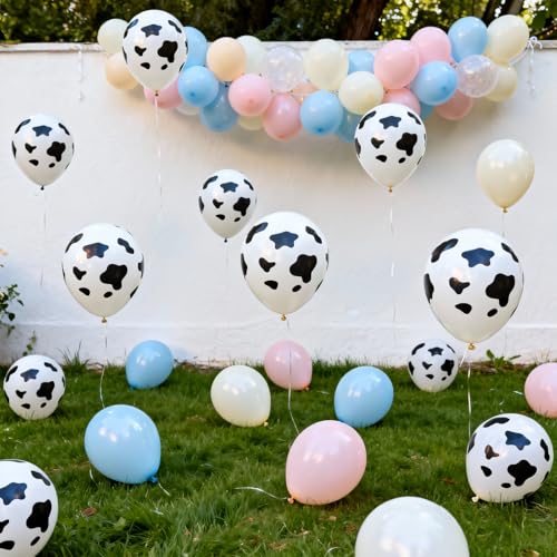 Image of Cow Print Balloons, 60 Pieces Cow Latex Balloon for Farm Cowboy Cowgirl Birthday Western Party