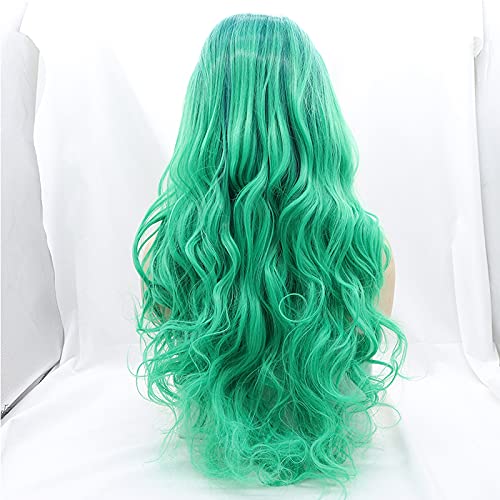 Xiweiya Mixed Green Blue Synthetic Wigs 2 Tones Long Wavy Blue Green Wig Middle Part Heat Resistant Fiber For Women 24inch…… - Image 4