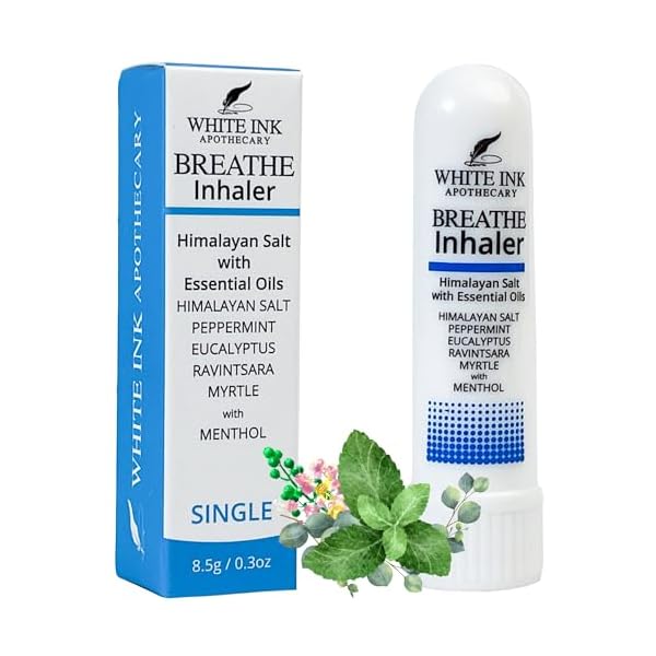 White Ink Breathe | Natural Essential Oil Inhaler Eucalyptus Peppermint | Congestion | Allergy | Focus | Aromatherapy Sinus Relief (1)