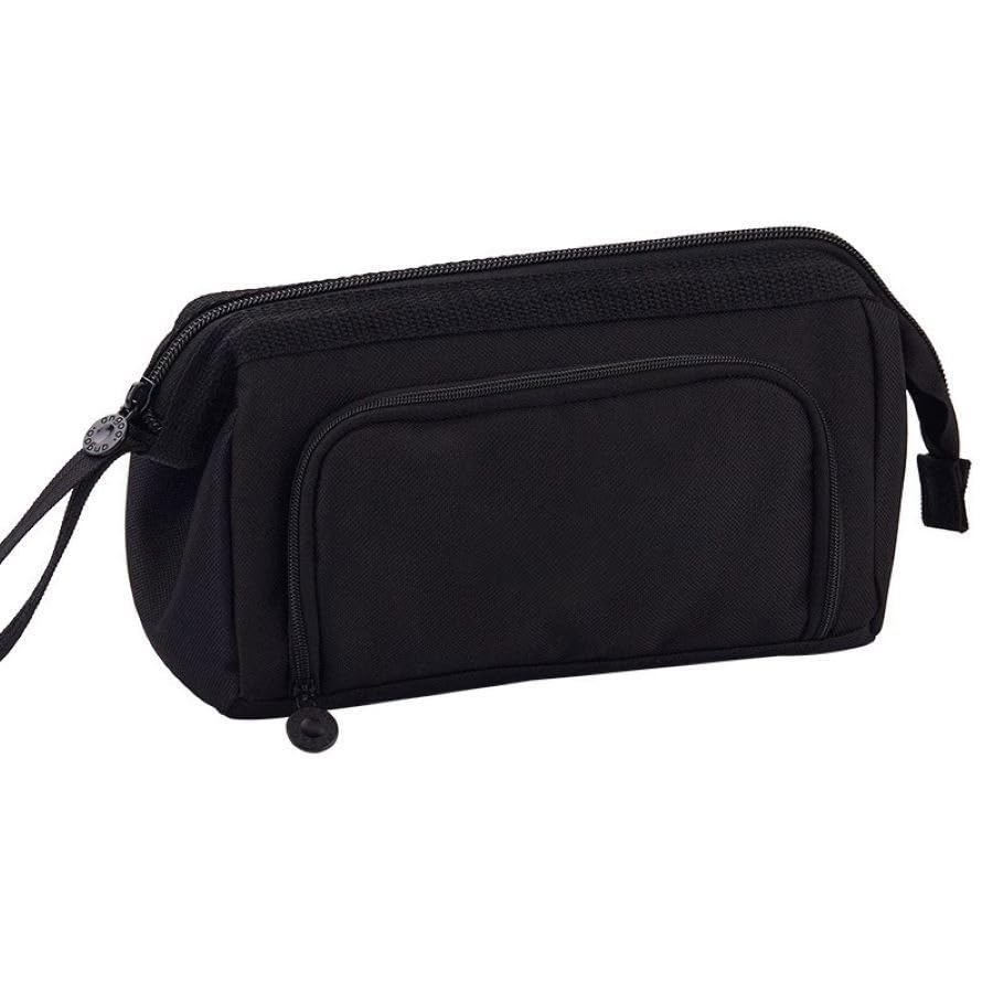 Estojo Escolar de Lápis de Tecido de Grande Capacidade com Duas Divisórias Portátil(Preto)
