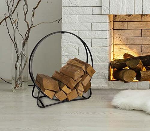 SHACAMO Kaminholz-Regal aus Metall, schwarz,Für Kaminholzregal, (Kreis)