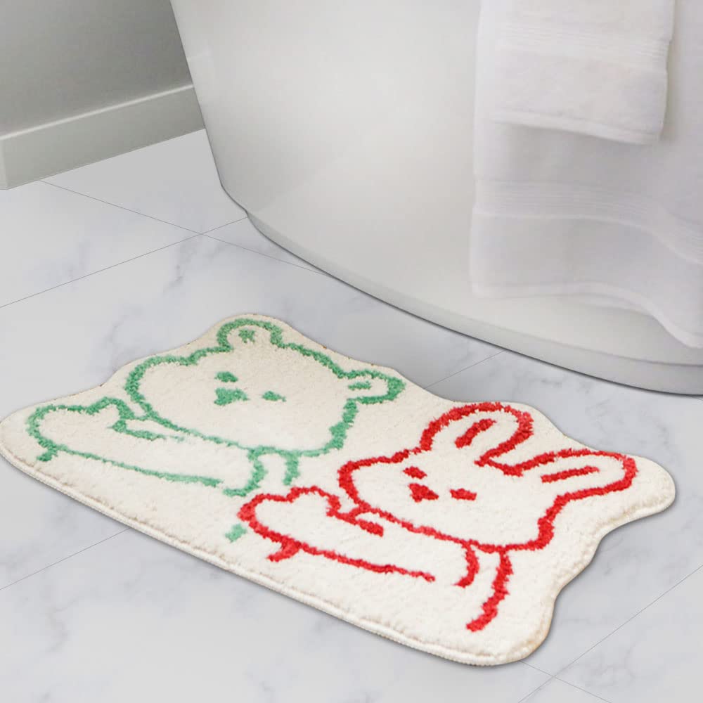 Dailylike Bath Rug, 24x17in Thick Extra Soft Plush Absorbent Durable Rubber Backing Non Slip Bathroom Rugs, Bath mat Machine Washable, Bathroom Rug for Bathtub, Bath, and Shower Floor - My Buddy