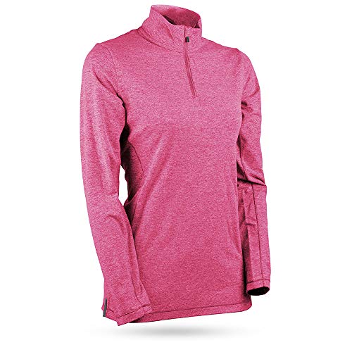 Sun Mountain 2020 Women's Second Layer Pullover Golf Jacket (Magenta Heather, XL)