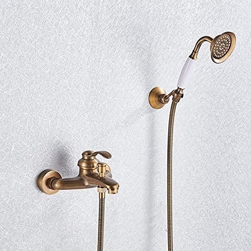 マットブラック バスルームシャワー蛇口 バス用蛇口 ミキサータップ ABSハンドシャワーセット 壁取り付け ブラックシャワーコントロールバルブタップ ブラックフルセットA、ローマフルセットB、アンティークフルセットB