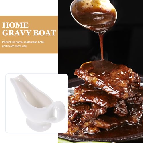 Uonlytech Ceramica Bianca Gravy Boat per Salsa da Bistecca con Beccuccio Antigoccia Contenitore Salsa per Casa e Ristorante - immagine 5