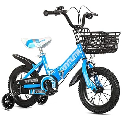无 12,14,16,18 Zoll klappbares Kinderfahrrad, Stahlrahmen Mädchen- und Jungenkinderfahrrad mit Stützrädern, für 2-10 Jahre altes Kinderfahrrad, mit Rücksitz