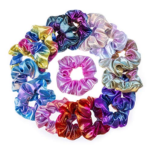 ARTIFUN Hair Scrunchies for Women: 10 Pcs Shiny Metallic Hair Tie Elastics Hair Bands Fashion Hair Accessories