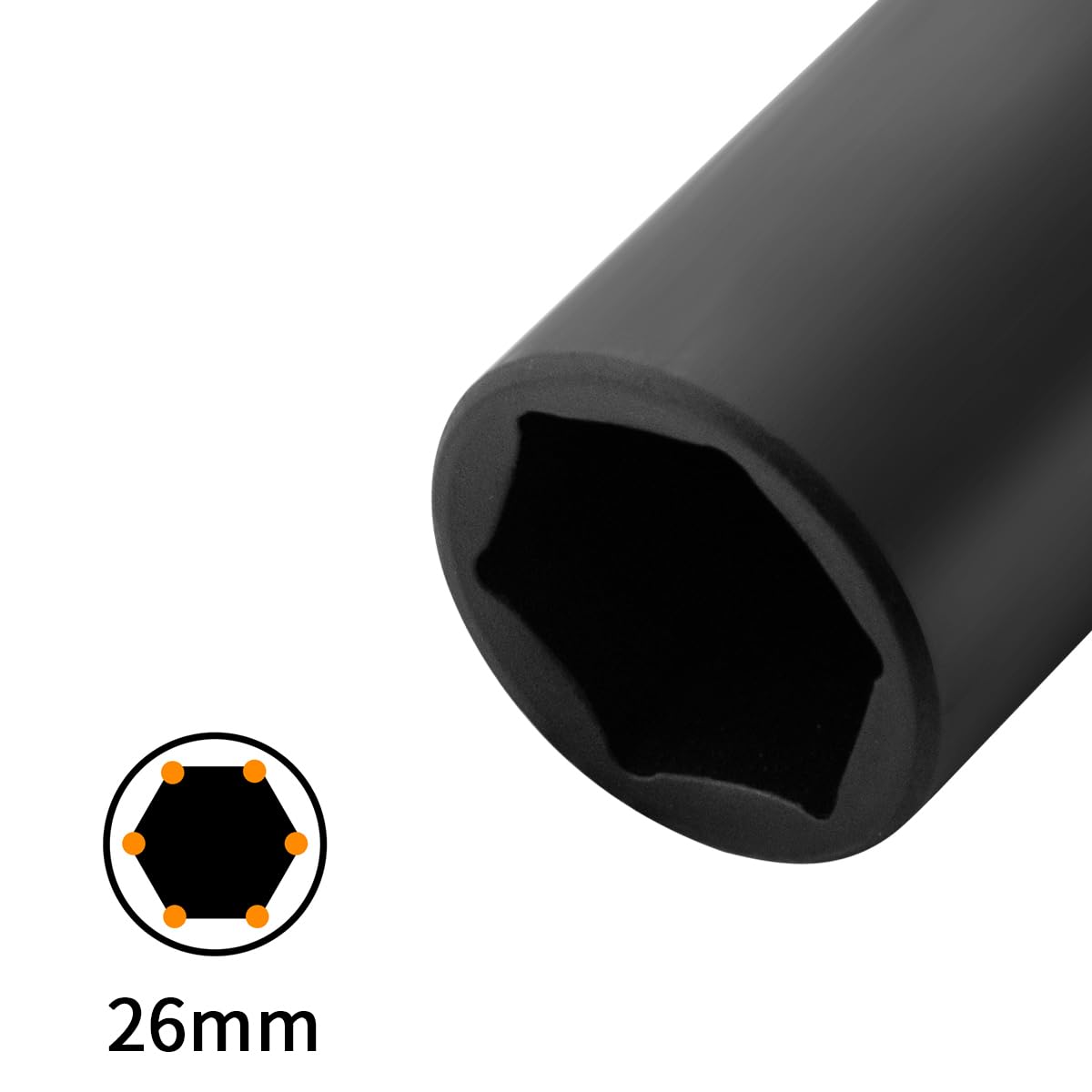 Hlipaty Impact Socket 26mm, 1/2" Square Drive 6 Point Cr-Mo Deep Socket, 78mm Length, Black - Image 3