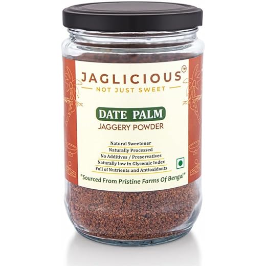Jaglicious Date Palm Jaggery Powder 350gm, No Added Sugar ? Just Pure Jaggery, Milder Sweetness [Pure, Natural & Chemical Free] Date Palm Jaggery Khajur Gur
