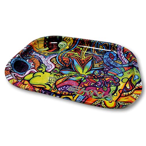 EKNA Rolling Tray - 18x14x1,6cm - Bröselschale - Mischeschale - Rolling Tablett - Rolling Tray small versch. Designs (Colorfull Art) Cover