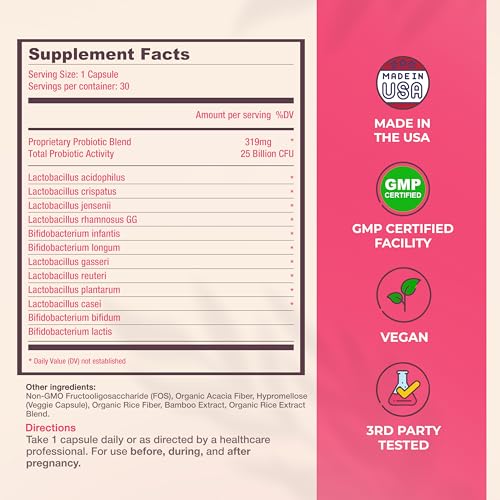 Image of Mama Natural Prenatal Probiotics for Women - Gut & Immune Support for Pregnancy, Breastfeeding & Postpartum* | 25 Billion CFU, 12 Strain Probiotic & Prebiotic Blend to Support Mom and Baby