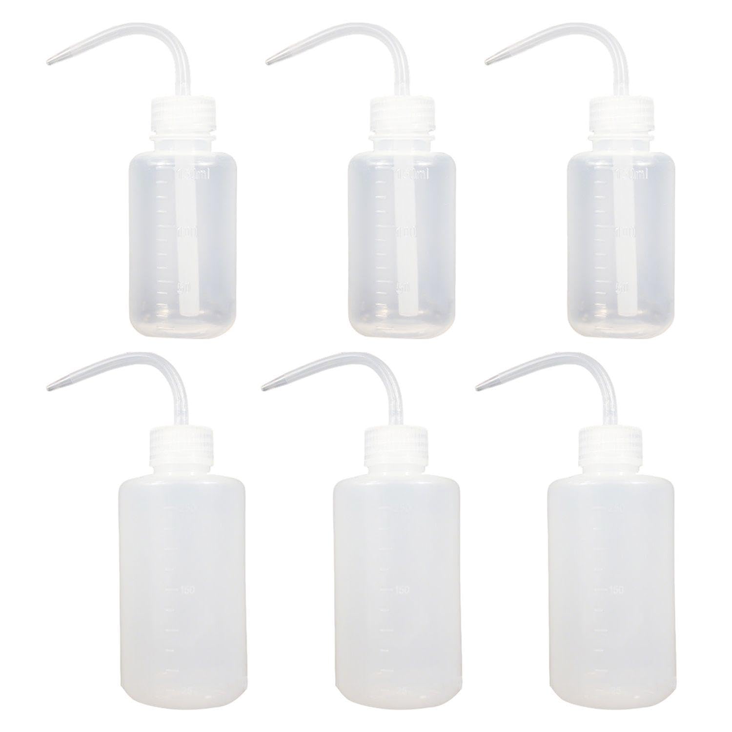 EHFOGJ 6 Pieces Of Curved Mouth Washing Bottles, Plastic Squeeze, Flushing Bottles With Scales, Succulent Watering Cans, Laboratory Supplies.