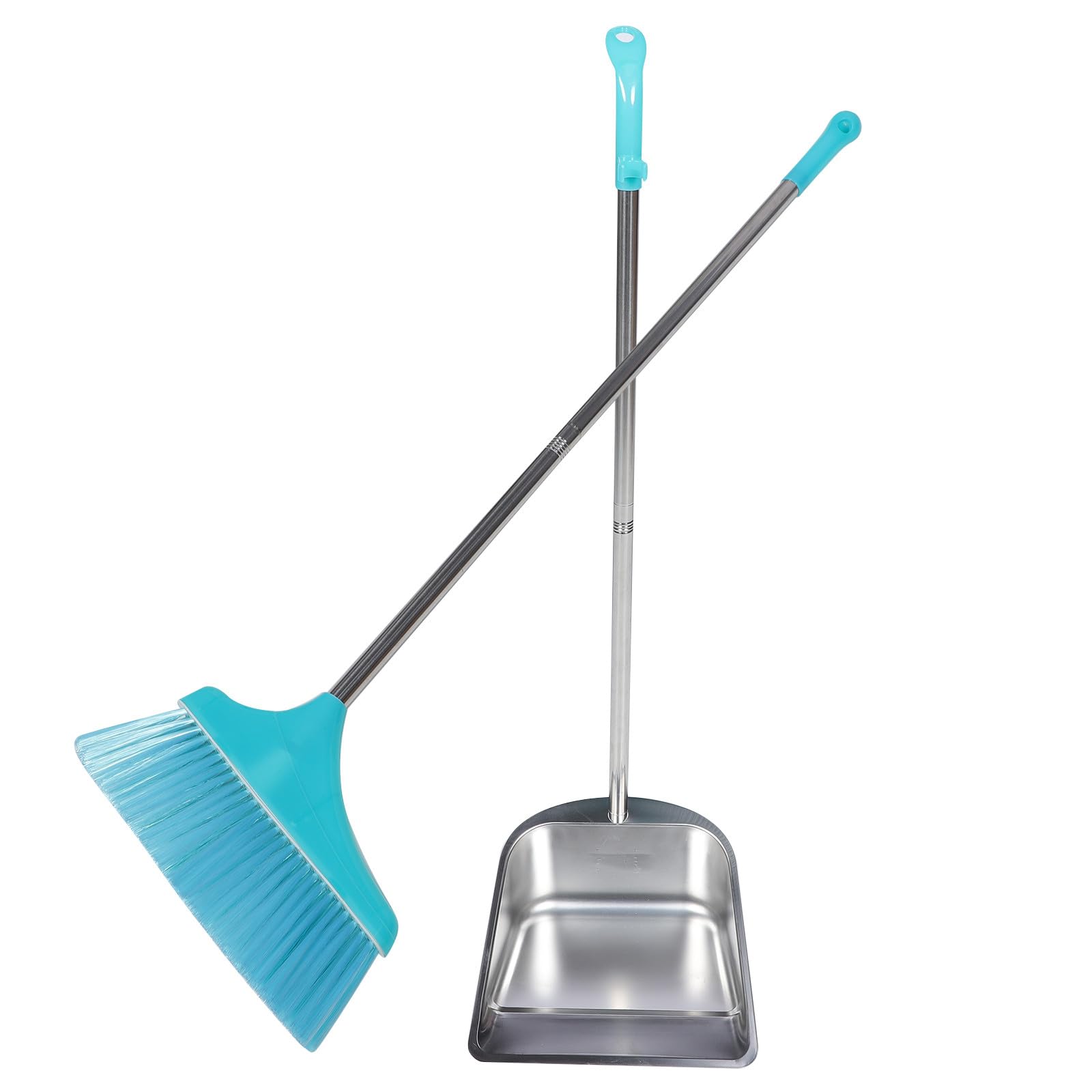 Housoutil 1set Scopa e Paletta in Acciaio Inox Spessore Rinforzato Manico Ergonomico Leggero e Facile da Usare per Pulizia Casa e Giardino