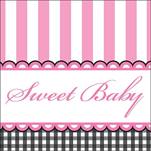 16-Count Paper Beverage Napkins, Sweet Baby Feet Pink