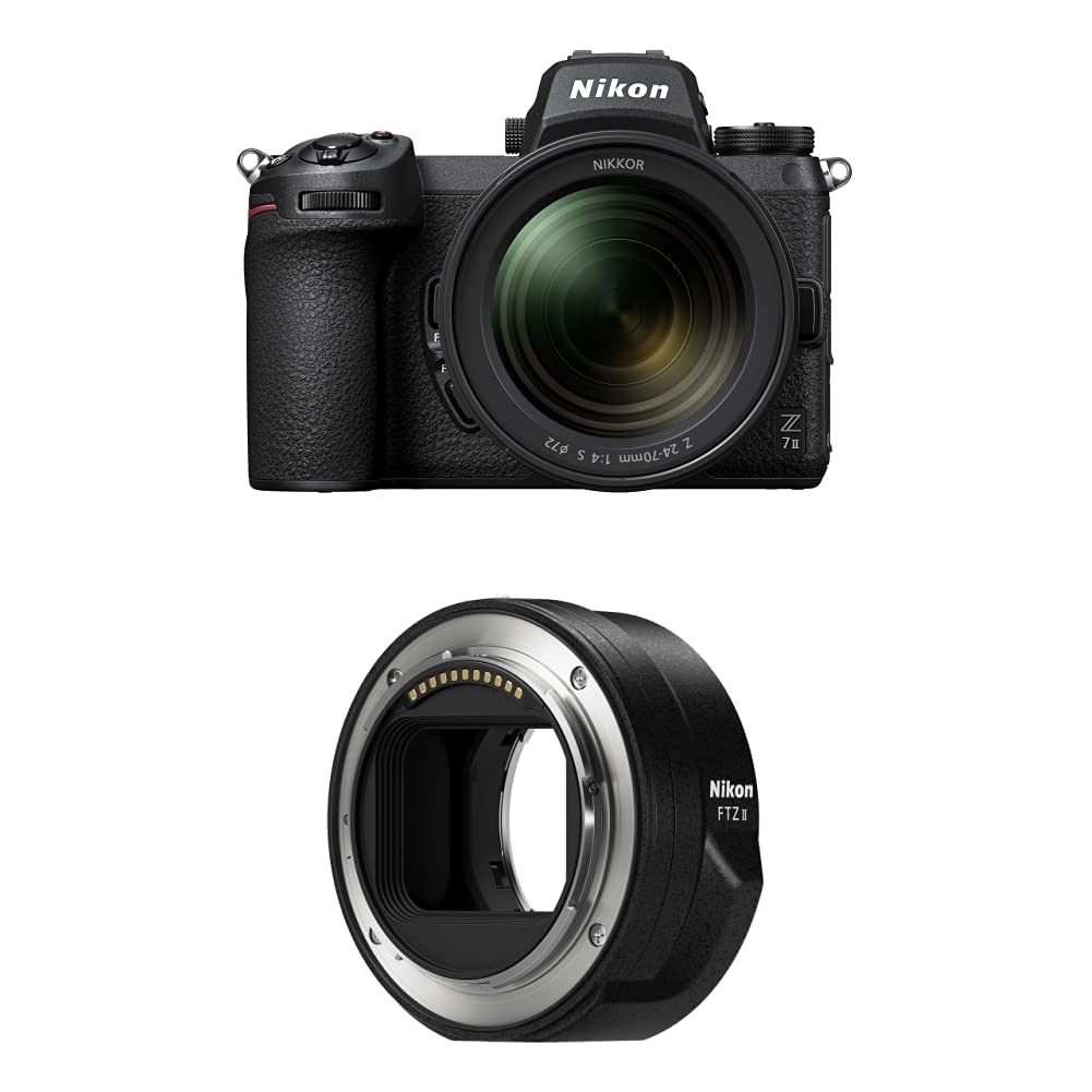 Nikon Z 7II FX-Format Mirrorless Camera Body w/NIKKOR Z 24-70mm f/4 S Black with Nikon Mount Adapter