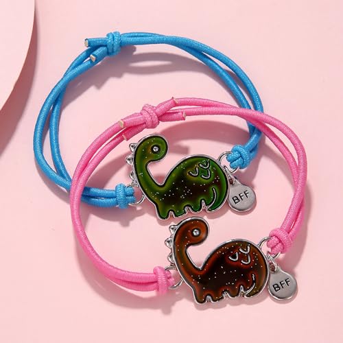 Image of Color Changing Couple Bracelet Cute Cat Animal Dinosaur Horse Temperature Sensing Mood Bracelet with Card Best Gift for Friends Birthday Christmas