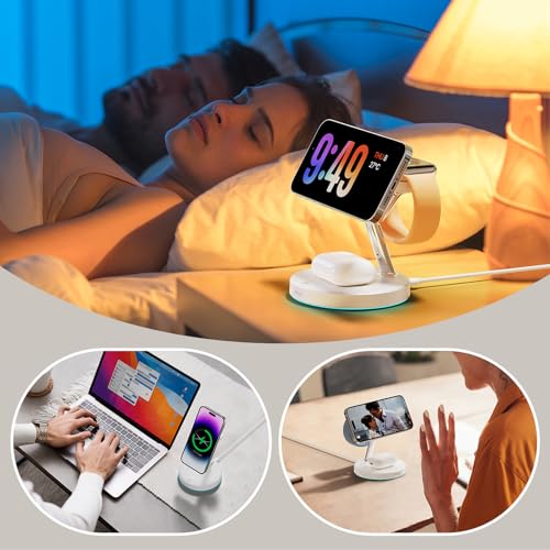 2025 3 in 1 Charging Station Compatible with Mag-Safe Charger Wireless Charger S - Photo 19 sur 37