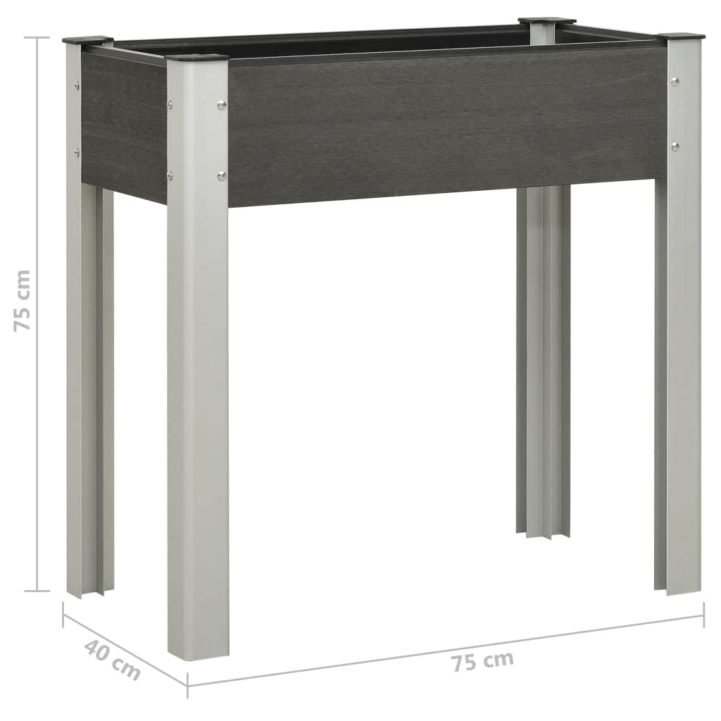 Podwyższona grządka ogrodowa, 75 x 40 x 75 cm, WPC, trwała donica na rośliny, zioła i kwiaty, wytrzymała raised beds na balkon i taras