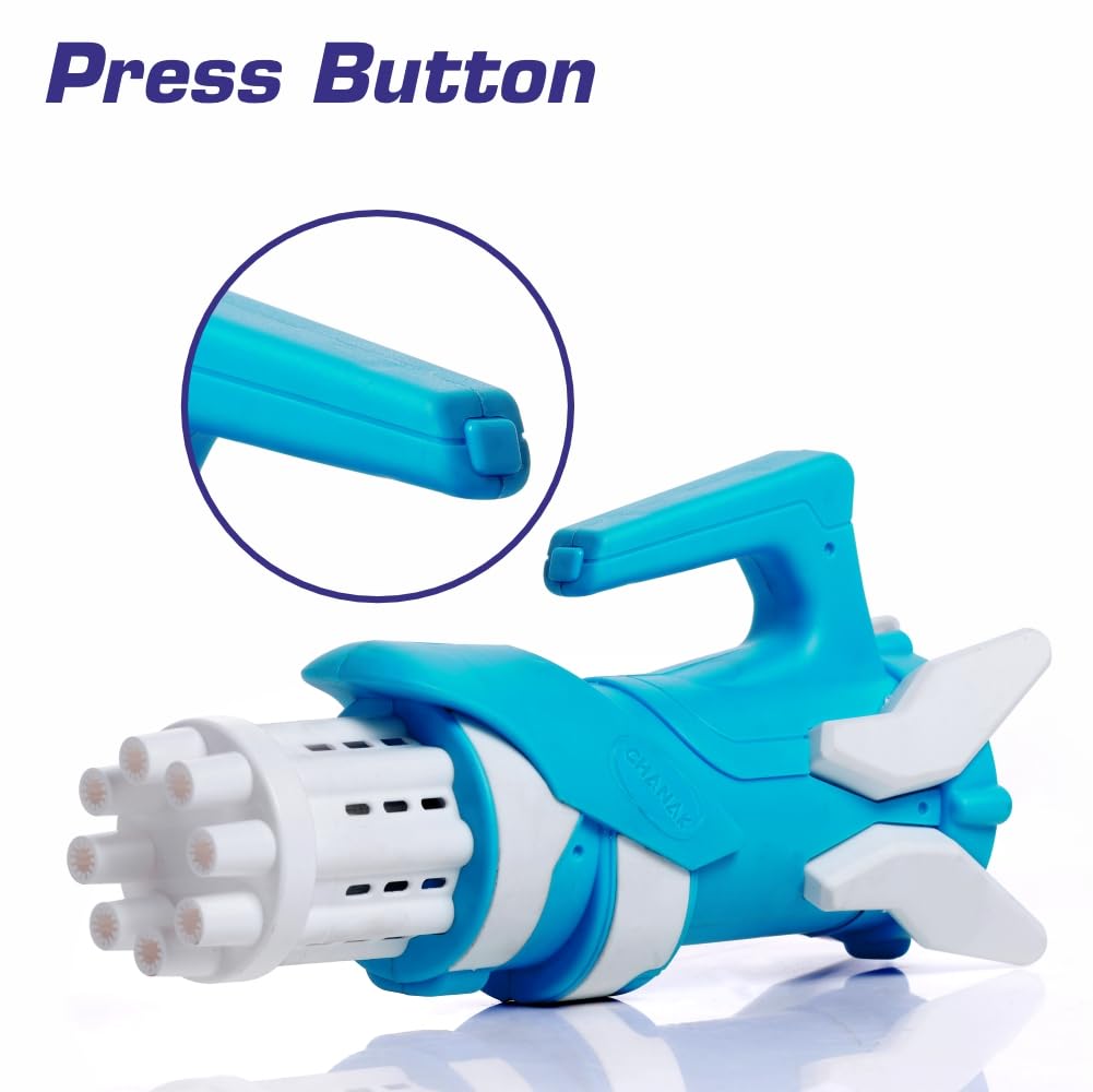 Aditi Toys Gatling Bubble Gun for Kids, 8- Hole Bubble Gun Toy for Kids Above 3 Years, Bubble Machine for Indoor & Outdoor Play, 100% Safe & Skin Friendly (Bubble Solution Included), BIS Approved 2